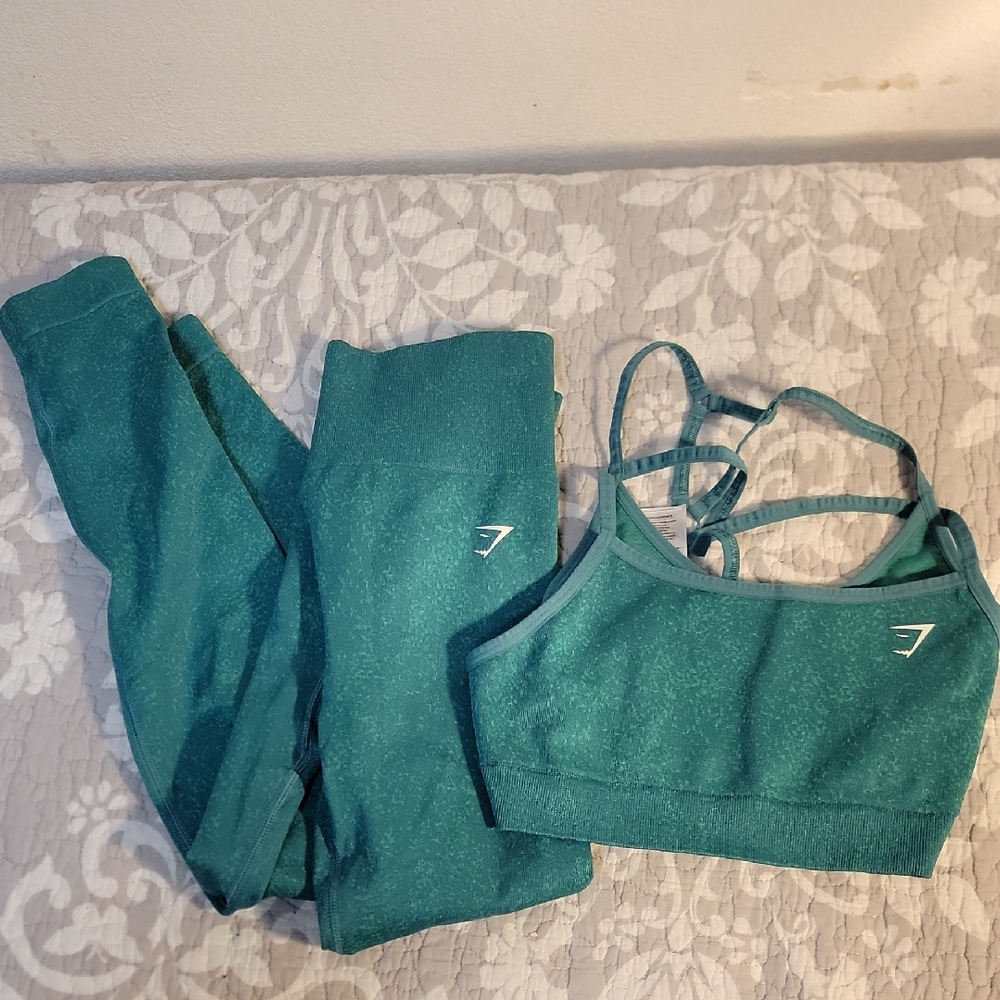Gymshark Teal Adapt Fleck Set with Strappy Bra